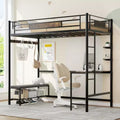 Twin Loft Bed Frame with Storage, Easy Assembly, Sturdy Metal Slats with Buckle Design, No Box Spring Needed