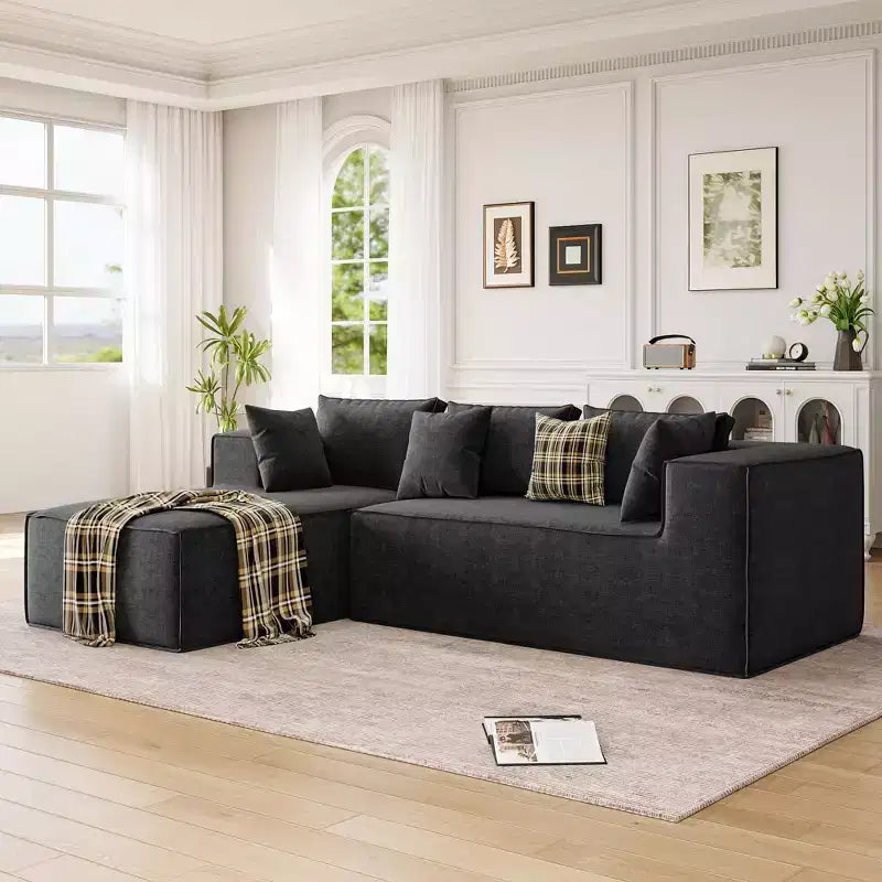 Canapés modulaires pour salon, canapé sectionnel Cloud avec assise profonde, canapé en L modulaire de 106,7 po avec chaise longue, canapés rembourrés
