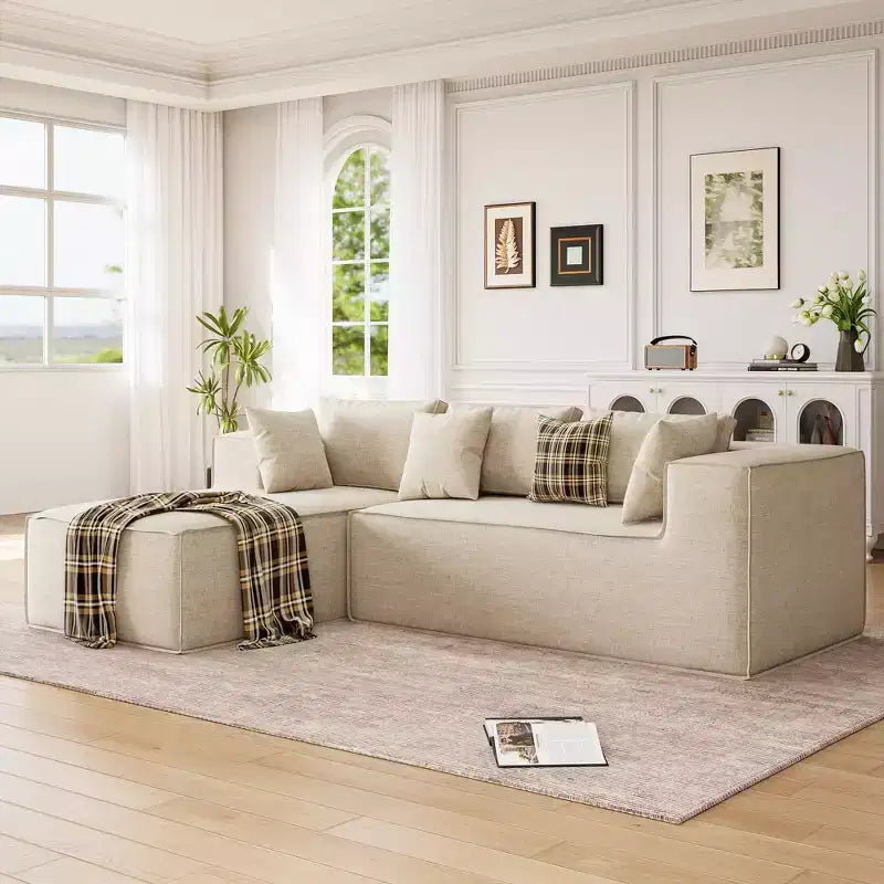 Canapés modulaires pour salon, canapé sectionnel Cloud avec assise profonde, canapé en L modulaire de 106,7 po avec chaise longue, canapés rembourrés