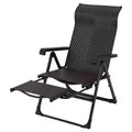 Outdoor folding rattan lounge chair, portable outdoor lounge chair, reversible outdoor footstool, PE rattan, 330 pounds, suitable for garden, balcony