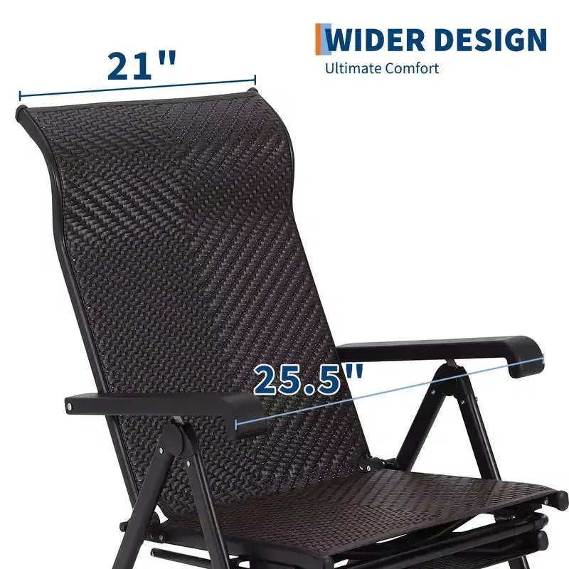 Chaise longue pliante en rotin pour l'extérieur, chaise longue portable d'extérieur, repose-pieds d'extérieur réversible, rotin PE, 150 kg, convient pour le jardin, le balcon