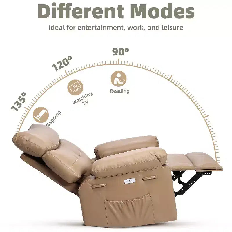 Fauteuil de massage manuel de salon, Fauteuil de massage pivotant à 360 degrés avec télécommande, Fauteuil de loisirs en cuir PU avec poches latérales