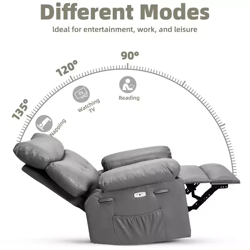 Fauteuil de massage manuel de salon, Fauteuil de massage pivotant à 360 degrés avec télécommande, Fauteuil de loisirs en cuir PU avec poches latérales