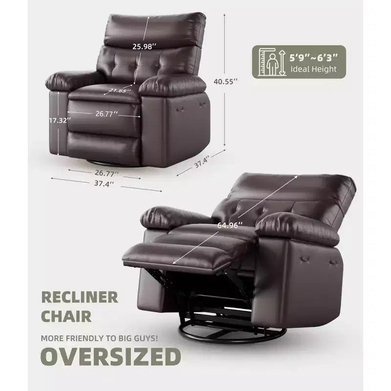 Fauteuil de massage manuel de salon, Fauteuil de massage pivotant à 360 degrés avec télécommande, Fauteuil de loisirs en cuir PU avec poches latérales