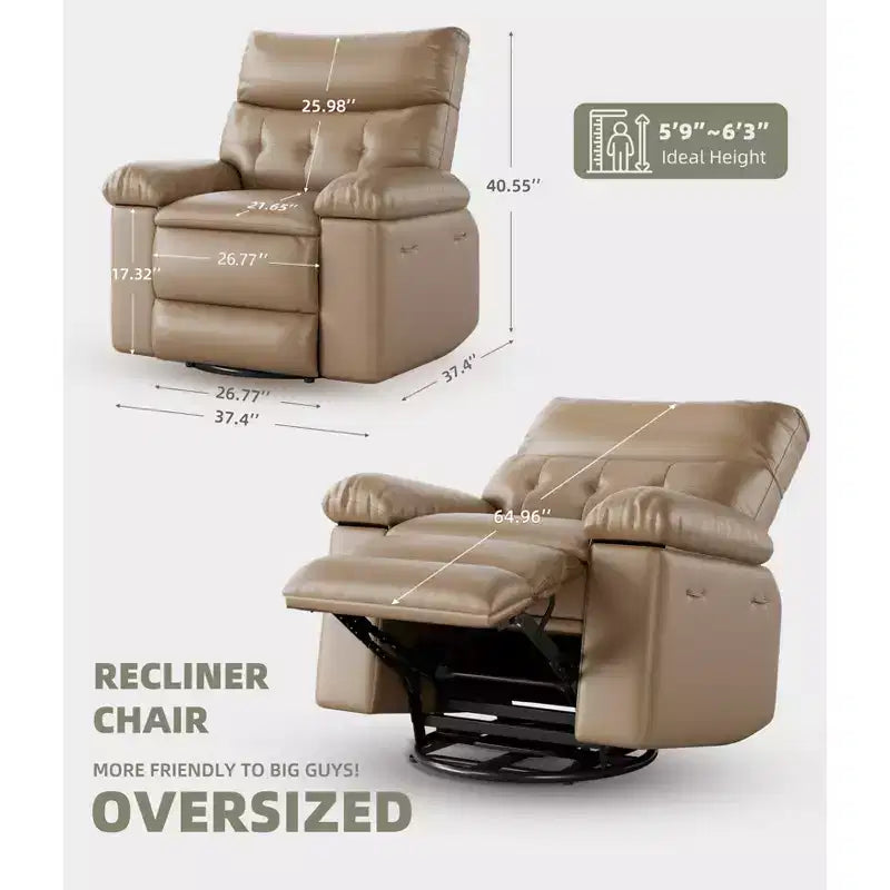 Fauteuil de massage manuel de salon, Fauteuil de massage pivotant à 360 degrés avec télécommande, Fauteuil de loisirs en cuir PU avec poches latérales