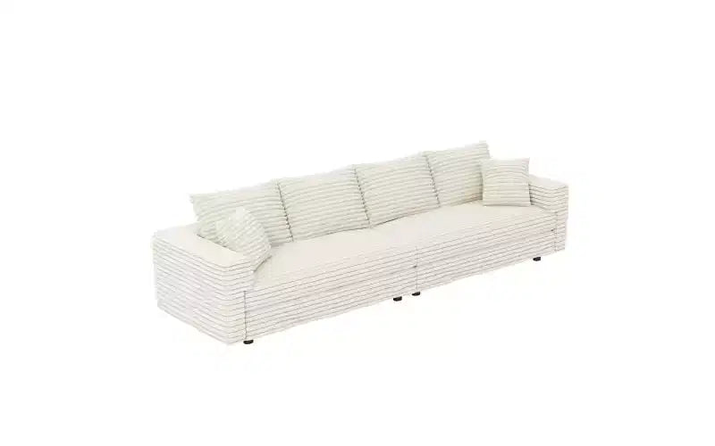 102.4 Canapé 4 places en velours côtelé moelleux, avec oreillers doux, méridienne convertible à assise profonde pour salon, chambre, appartement, bureau