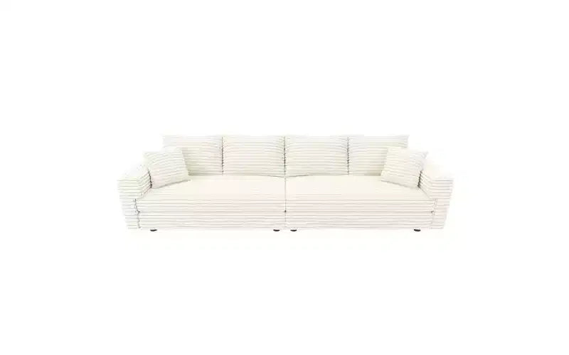 102.4 Canapé 4 places en velours côtelé moelleux, avec oreillers doux, méridienne convertible à assise profonde pour salon, chambre, appartement, bureau