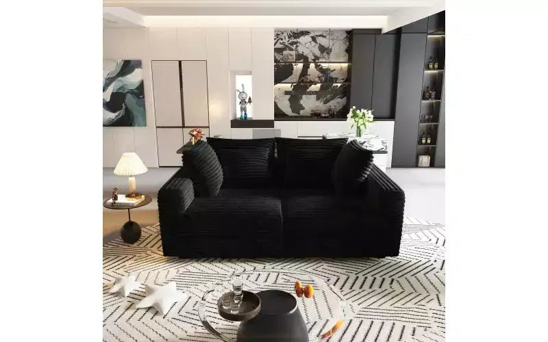 102.4 Canapé 4 places en velours côtelé moelleux, avec oreillers doux, méridienne convertible à assise profonde pour salon, chambre, appartement, bureau
