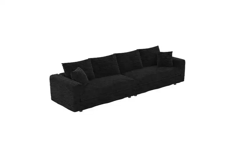 102.4 Canapé 4 places en velours côtelé moelleux, avec oreillers doux, méridienne convertible à assise profonde pour salon, chambre, appartement, bureau