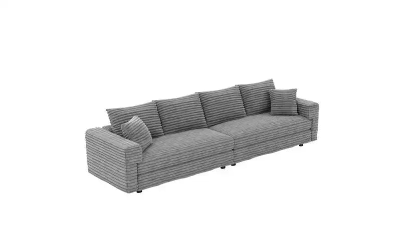 102.4 Canapé 4 places en velours côtelé moelleux, avec oreillers doux, méridienne convertible à assise profonde pour salon, chambre, appartement, bureau
