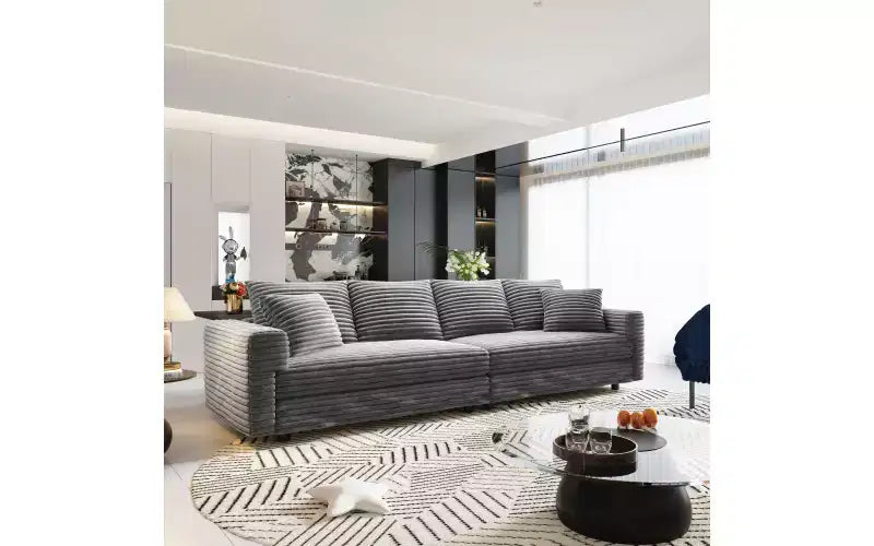 102.4 Canapé 4 places en velours côtelé moelleux, avec oreillers doux, méridienne convertible à assise profonde pour salon, chambre, appartement, bureau