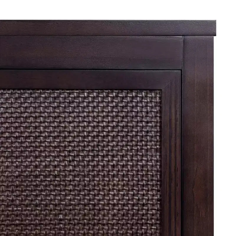 Meuble d'appoint moderne boho Hatteras avec accents en bois massif et rotin naturel - Teamson Home