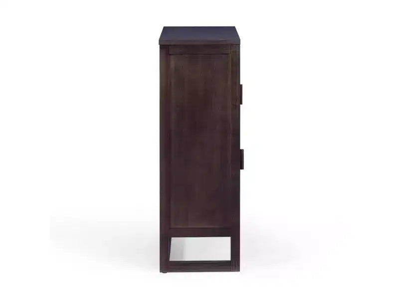 Meuble d'appoint moderne boho Hatteras avec accents en bois massif et rotin naturel - Teamson Home