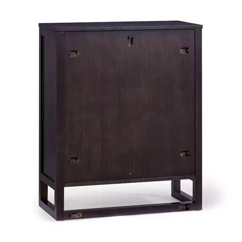Meuble d'appoint moderne boho Hatteras avec accents en bois massif et rotin naturel - Teamson Home