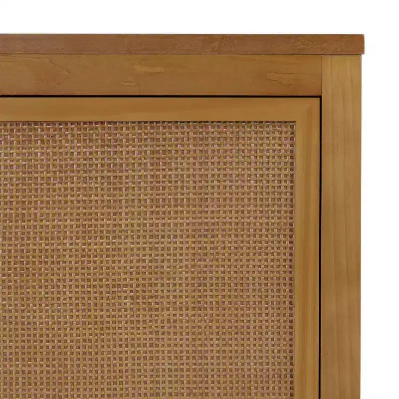 Meuble d'appoint moderne boho Hatteras avec accents en bois massif et rotin naturel - Teamson Home