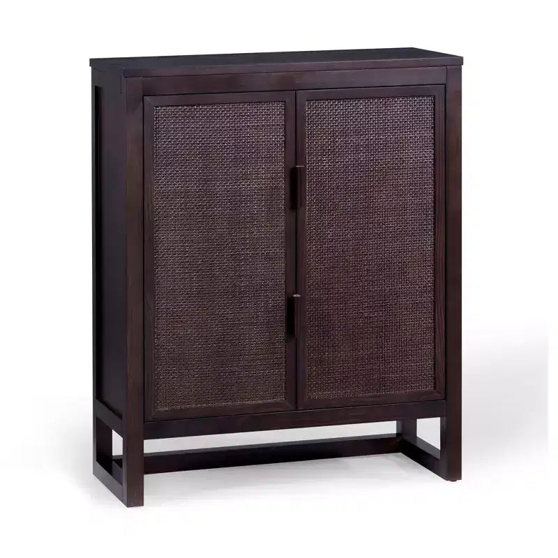Meuble d'appoint moderne boho Hatteras avec accents en bois massif et rotin naturel - Teamson Home