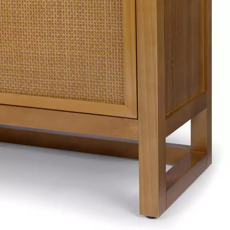 Meuble d'appoint moderne boho Hatteras avec accents en bois massif et rotin naturel - Teamson Home