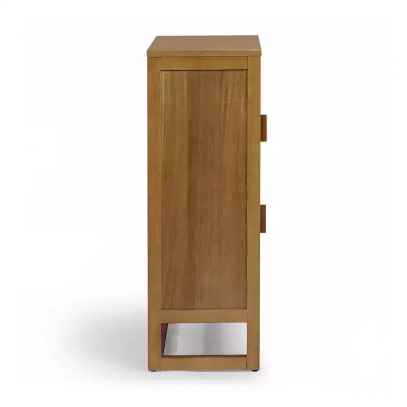 Meuble d'appoint moderne boho Hatteras avec accents en bois massif et rotin naturel - Teamson Home