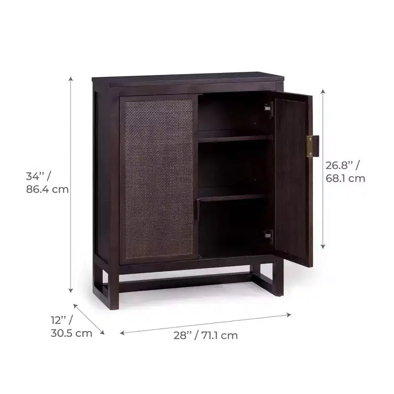 Meuble d'appoint moderne boho Hatteras avec accents en bois massif et rotin naturel - Teamson Home