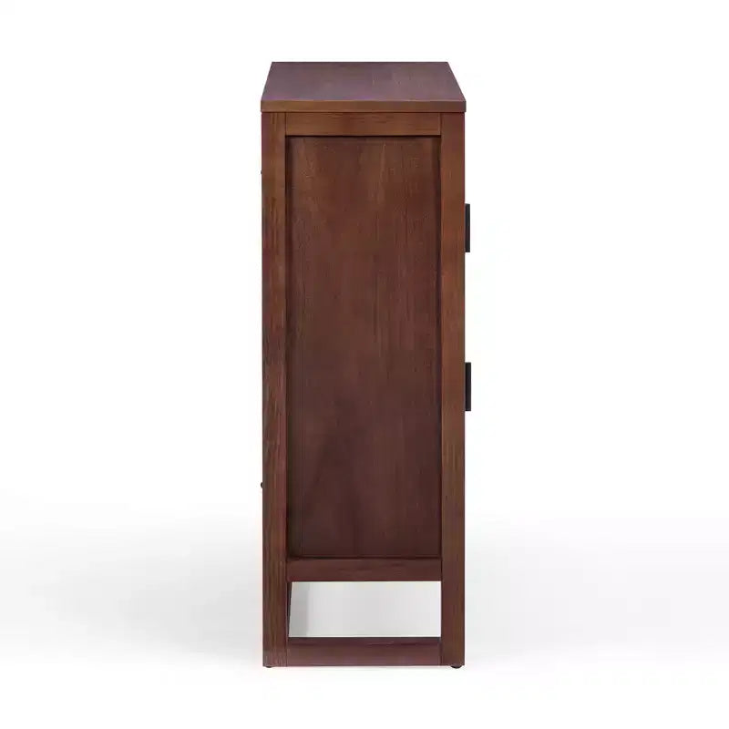 Meuble d'appoint moderne boho Hatteras avec accents en bois massif et rotin naturel - Teamson Home