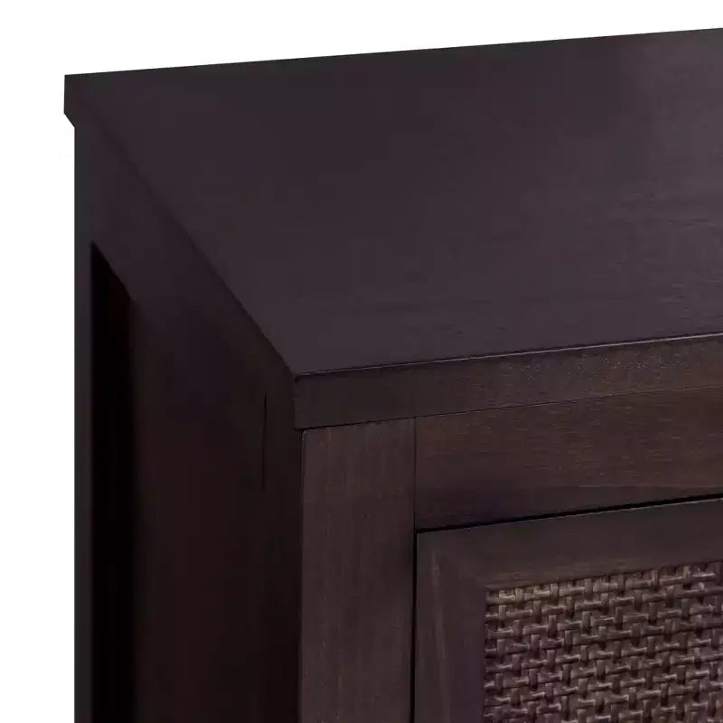 Meuble d'appoint moderne boho Hatteras avec accents en bois massif et rotin naturel - Teamson Home