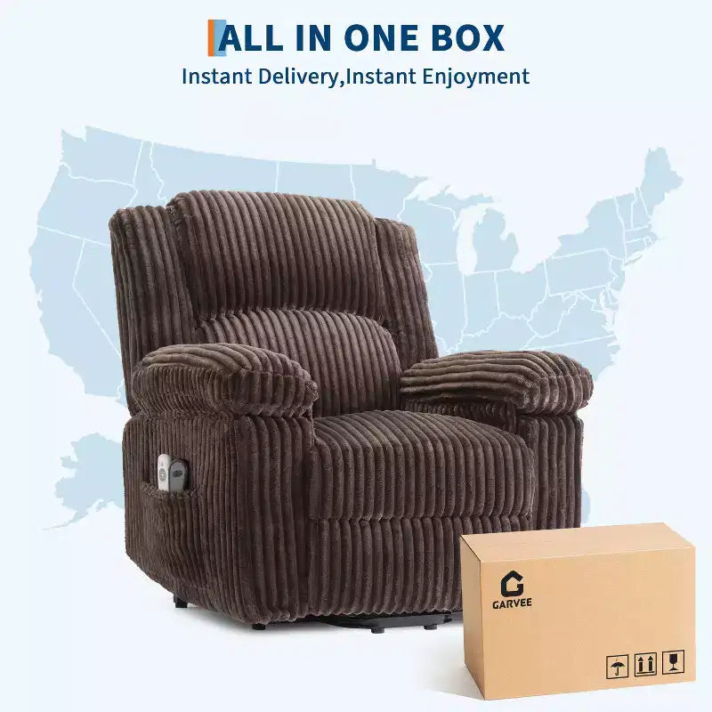 Fauteuil inclinable releveur électrique avec chaleur et massage, fauteuil releveur électrique avec siège rembourré et 2 poches latérales, canapé-fauteuil simple pour salon