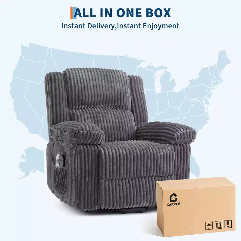 Fauteuil inclinable releveur électrique avec chaleur et massage, fauteuil releveur électrique avec siège rembourré et 2 poches latérales, canapé-fauteuil simple pour salon