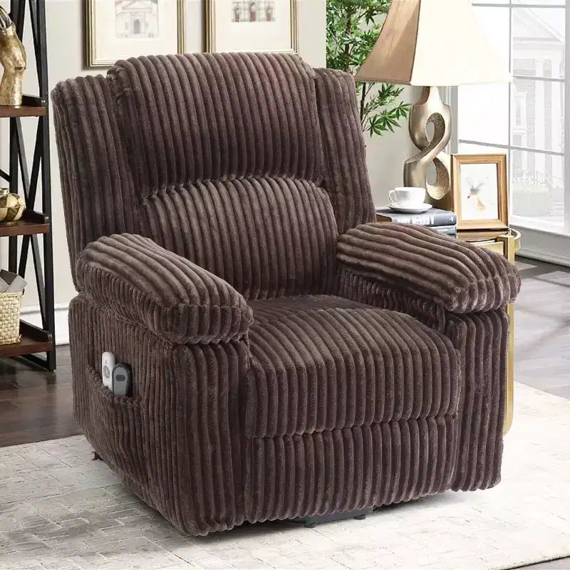 Fauteuil inclinable releveur électrique avec chaleur et massage, fauteuil releveur électrique avec siège rembourré et 2 poches latérales, canapé-fauteuil simple pour salon