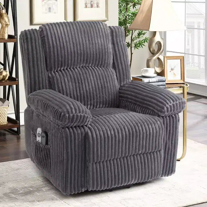 Fauteuil inclinable releveur électrique avec chaleur et massage, fauteuil releveur électrique avec siège rembourré et 2 poches latérales, canapé-fauteuil simple pour salon