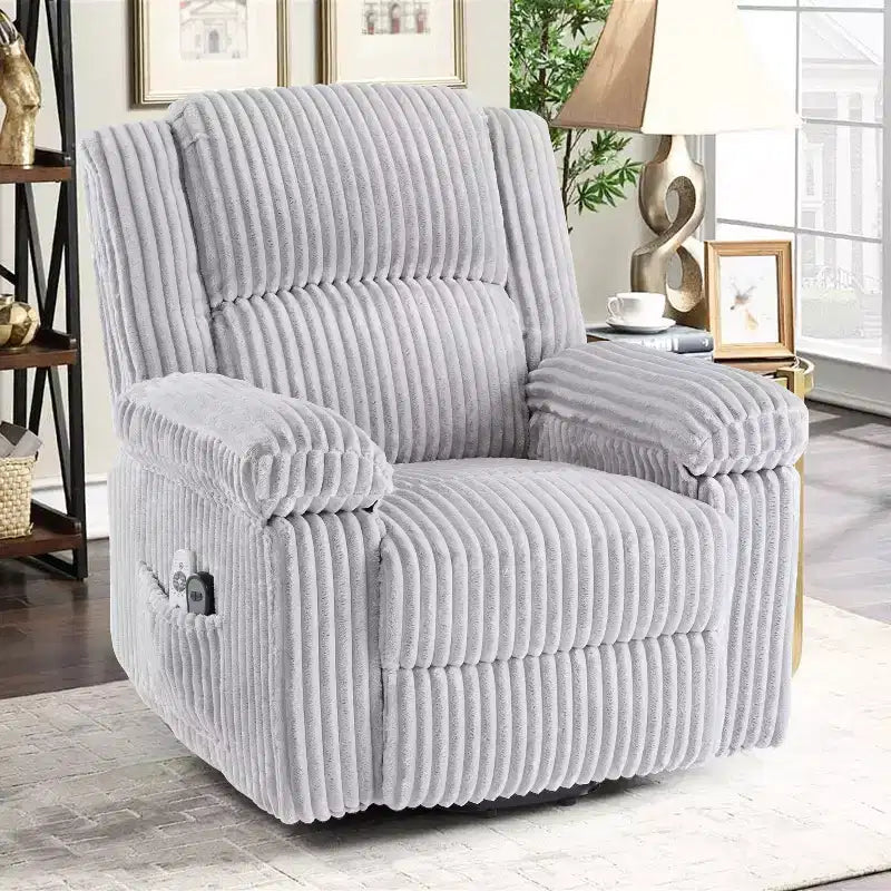 Fauteuil inclinable releveur électrique avec chaleur et massage, fauteuil releveur électrique avec siège rembourré et 2 poches latérales, canapé-fauteuil simple pour salon