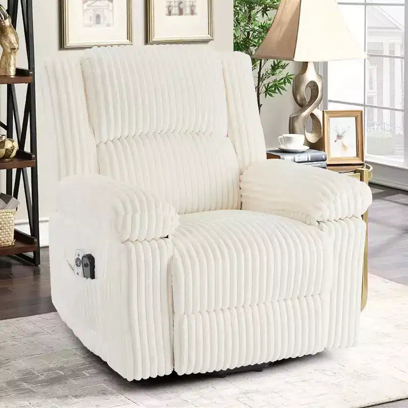 Fauteuil inclinable releveur électrique avec chaleur et massage, fauteuil releveur électrique avec siège rembourré et 2 poches latérales, canapé-fauteuil simple pour salon