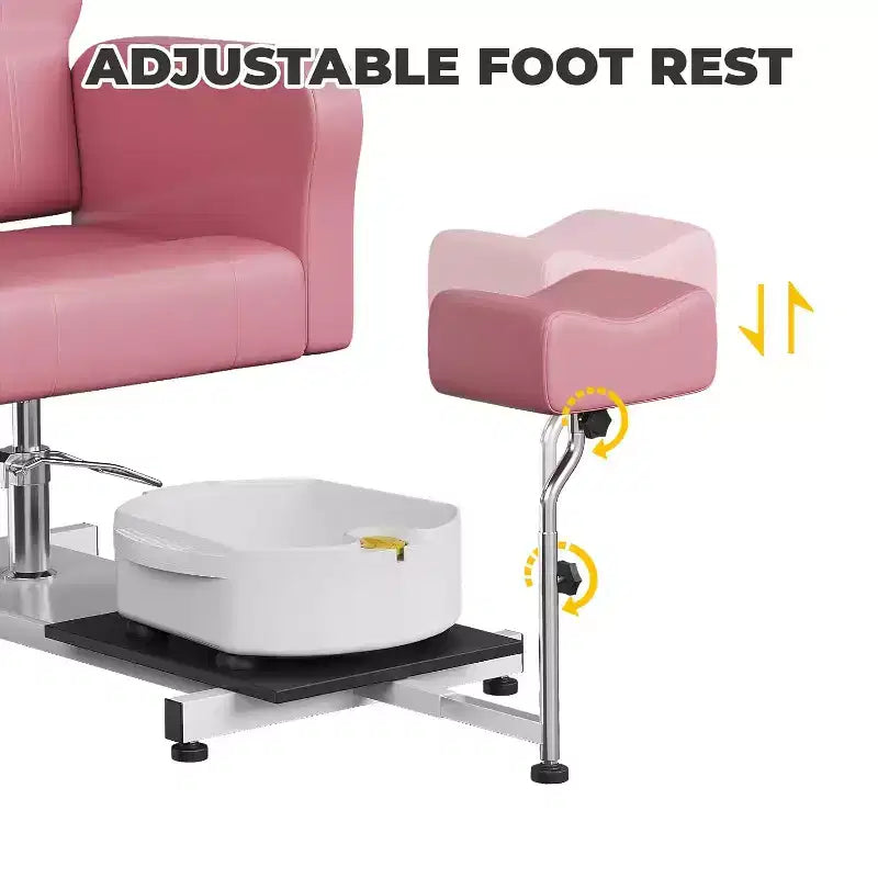 Fauteuil de pédicure inclinable avec tabouret, repose-pieds et bassin de massage des pieds, pour fauteuils de pédicure, salon de beauté et spa
