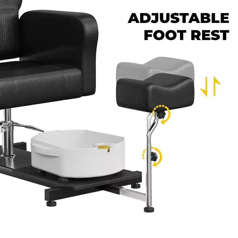 Fauteuil de pédicure inclinable avec tabouret, repose-pieds et bassin de massage des pieds, pour fauteuils de pédicure, salon de beauté et spa