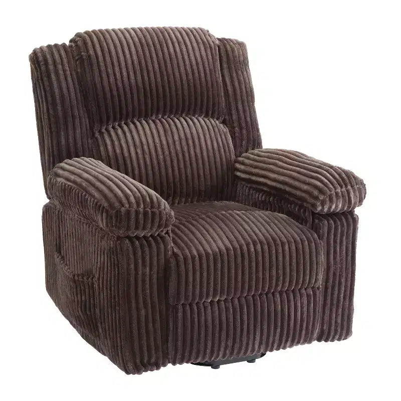 Fauteuil inclinable en velours côtelé, Canapé inclinable manuel avec poignée, accoudoirs rembourrés, rembourrage épais, poche latérale, capacité de 180 kg