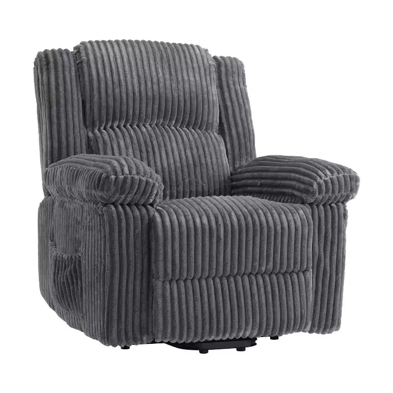 Fauteuil inclinable en velours côtelé, Canapé inclinable manuel avec poignée, accoudoirs rembourrés, rembourrage épais, poche latérale, capacité de 180 kg