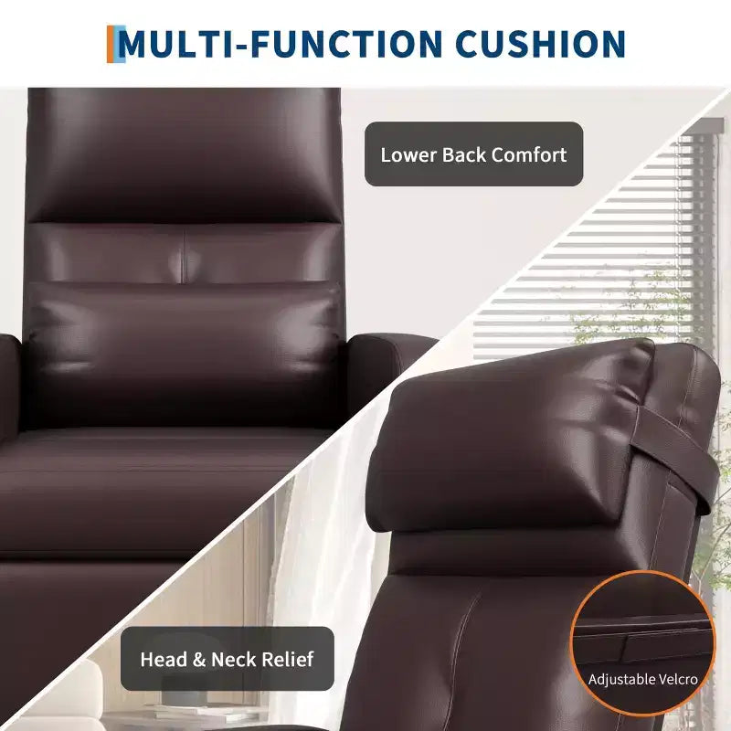 Fauteuil inclinable releveur électrique, Canapé individuel en cuir PU surdimensionné avec haut dossier et 2 poches latérales, Siège de cinéma maison réglable pour salon