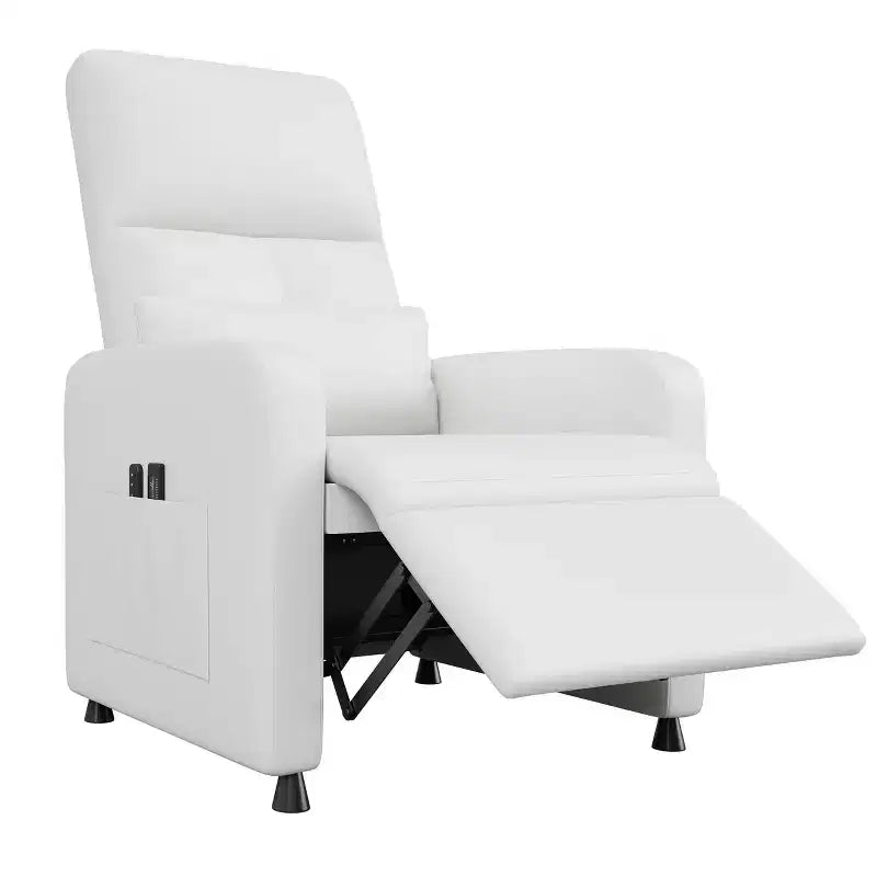 Fauteuil inclinable releveur électrique, Canapé individuel en cuir PU surdimensionné avec haut dossier et 2 poches latérales, Siège de cinéma maison réglable pour salon