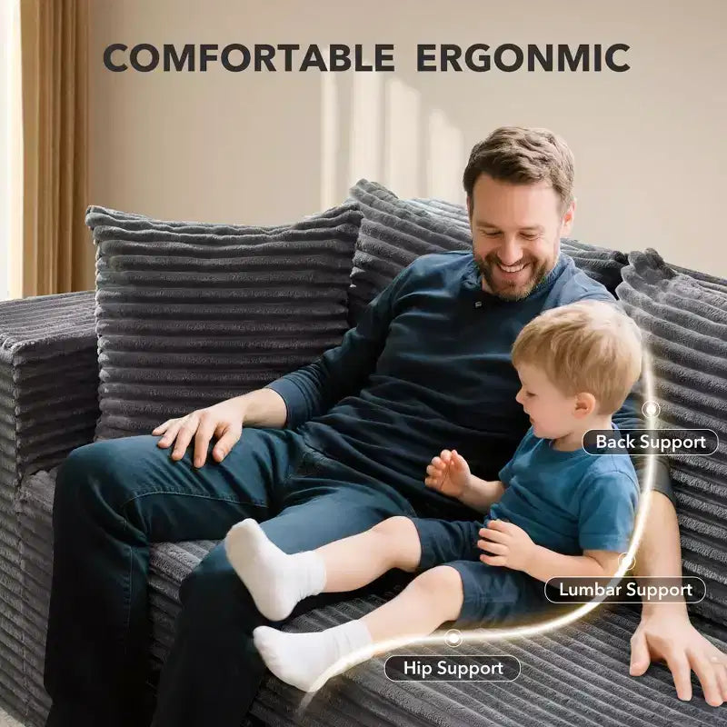GustoWave Canapé d'angle réversible 270 cm, en forme de L avec très grande méridienne, canapé 3 places contemporain en mousse à mémoire de forme