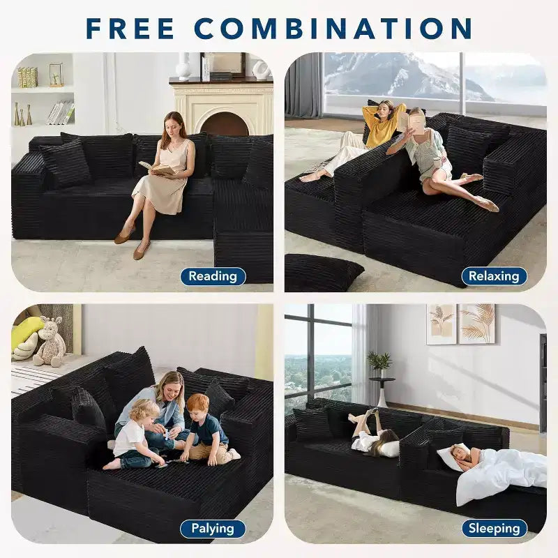 GustoWave Canapé d'angle réversible 270 cm, en forme de L avec très grande méridienne, canapé 3 places contemporain en mousse à mémoire de forme