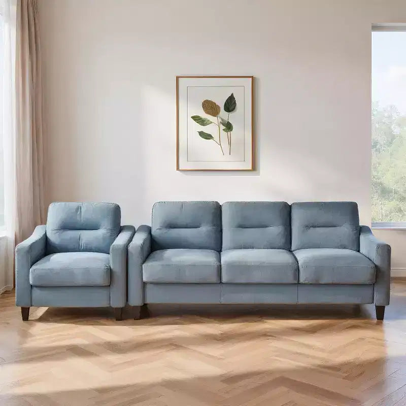Canapés modulaires modernes en velours, 3 sections, canapé 3 places, causeuse et fauteuil simple avec cadre en bois massif pour salon, appartement, gris