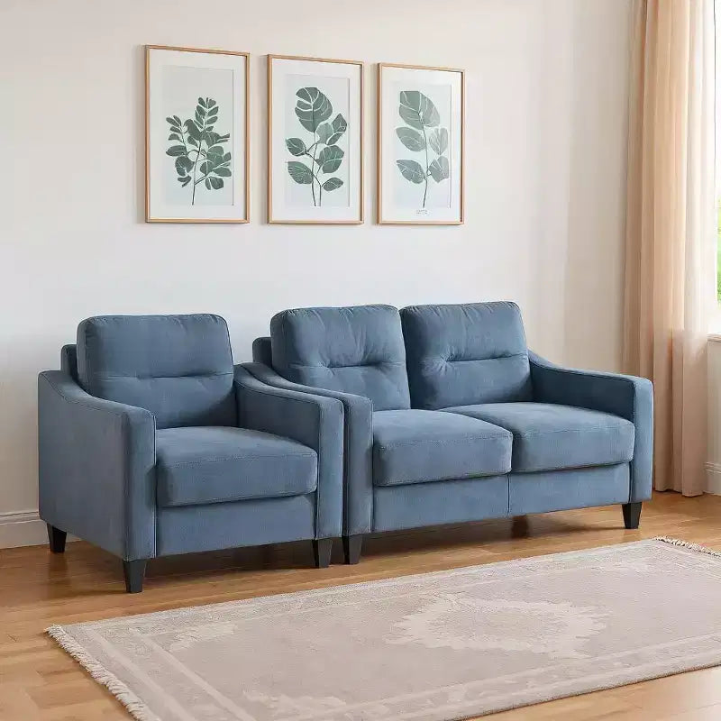 Canapés modulaires modernes en velours, 3 sections, canapé 3 places, causeuse et fauteuil simple avec cadre en bois massif pour salon, appartement, gris