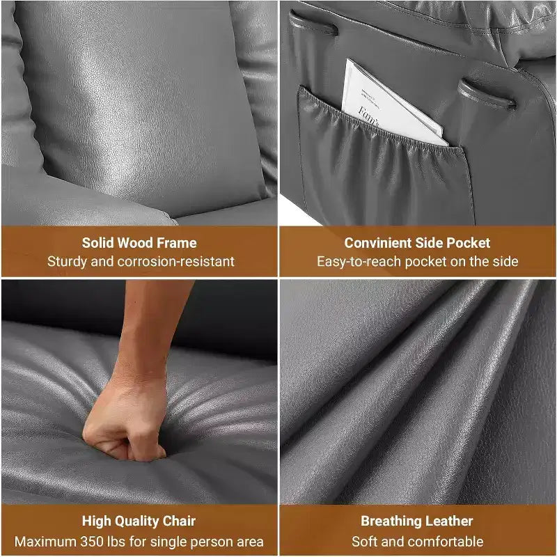Fauteuil inclinable électrique surdimensionné avec fonction de levage - Chauffant et massant, en cuir PU, pour personnes âgées et à mobilité réduite