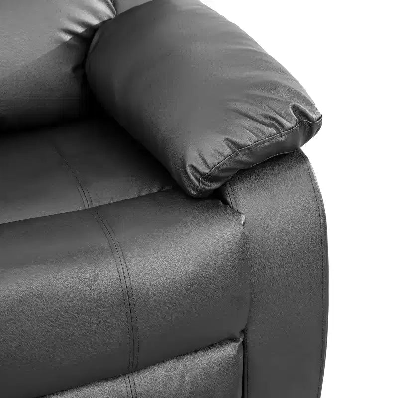 Canapé inclinable électrique, fauteuil inclinable en cuir respirant, canapé 3 places avec rangement et table réversible pour salon, noir