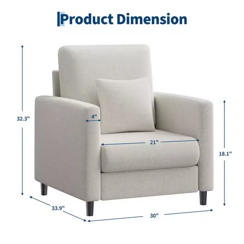 Fauteuil en tissu Garvee 30x34x32, fauteuil une place, fauteuils de lecture d'appoint confortables et rembourrés pour chambre à coucher, salon