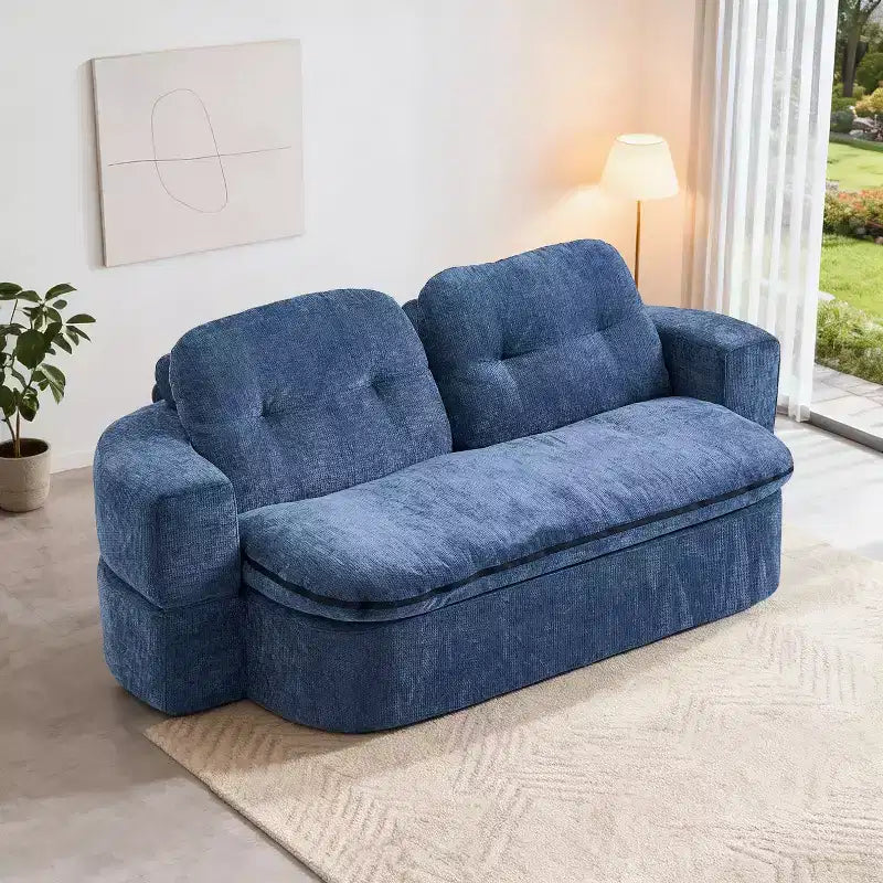 Canapé futon de sol convertible moderne en tissu chenille pour salon et chambre à coucher, chaise longue convertible avec dossier confortable et oreillers