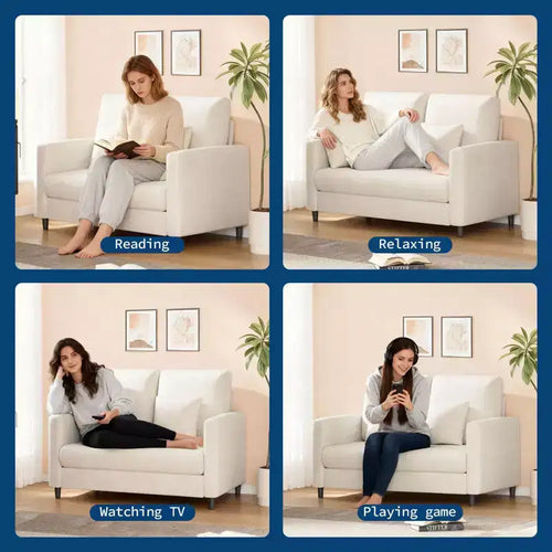 Fauteuil d'appoint 51,9 Canapé, Causeuse de lecture en chenille pour chambre à coucher, Canapé d'appoint de salon sans outils, Fauteuil confortable pour le salon