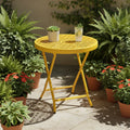 VINGLI Patio Folding Side Table, Small Outdoor Table with Everlasting Floral Pattern and Sturdy X-Shaped Metal Frame Ideal,Yellow, 1 Pack