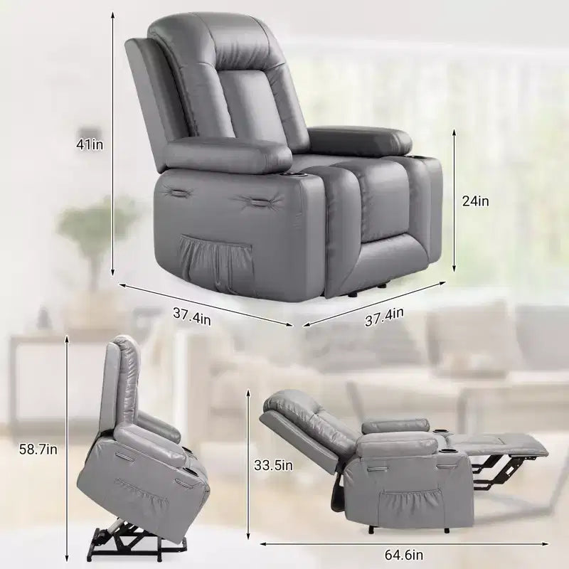 Fauteuil inclinable releveur électrique en cuir PU, inclinable réglable, canapé simple ergonomique, pour salon