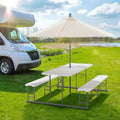 Table et banc de pique-nique pliants, mobilier de repas d'extérieur portable pour le camping, le patio, le jardin, avec cadre en métal (blanc)