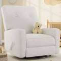GustoWave Modern Reclining Chair Nursery for Adults, Manual 360 Swivel Glider Rocking Chair for Living Room, Linen - Beige